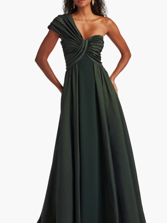 Tadashi Shoji Dresses & Skirts - Tadashi Shoji One-Shoulder Forest Green Evening Gown
